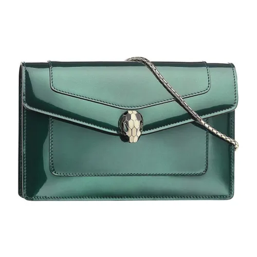BVLGARI Serpenti Forever Лакированная кожа Змеиная голова Сумка Ручная Сумка на плечо Женская Зеленая