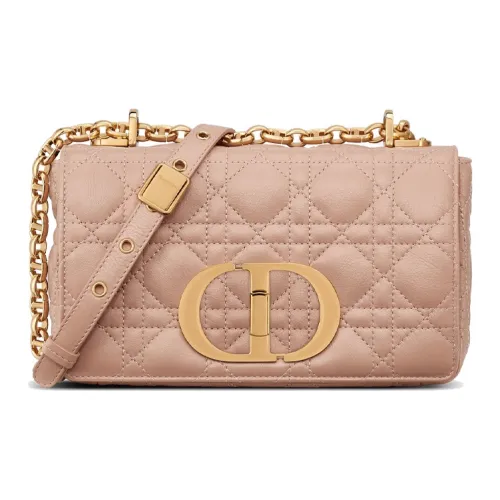 DIOR Caro Мягкий Канва Телячья кожа Сумка через плечо Маленькая Женская Нюдово-розовая