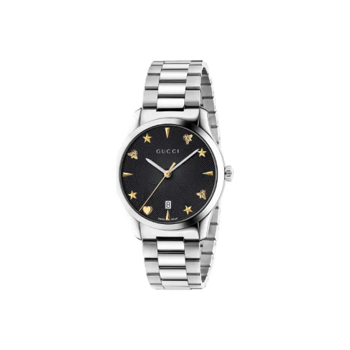 GUCCI G Timeless Collection Мужские часы Кварцевый механизм Ремешок из нержавеющей стали Черный циферблат