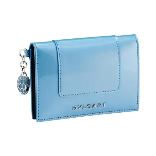 BVLGARI Serpenti Forever Телячья кожа Держатель для карт Женские Синий
