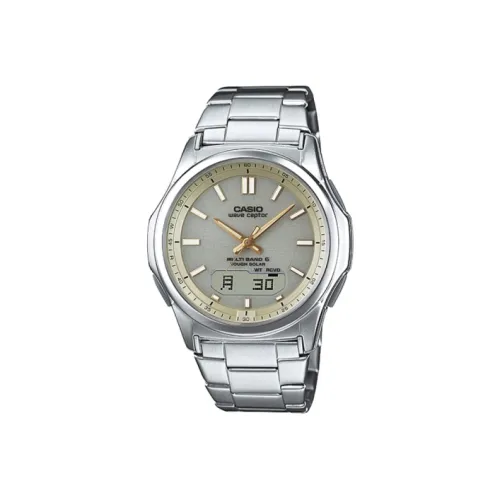 CASIO Vintage Collection Disc Солнечный Кварцевый механизм Нержавеющая сталь Ремень Часы Мужские Серебристый циферблат