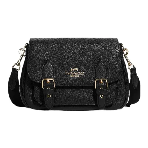 COACH Lucy Пеший Каменная Кожа Сумка через плечо Маленькая Женская Черная