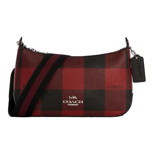 COACH Jes Сумка из холщовой кожи сумка через плечо средняя женская черная красная