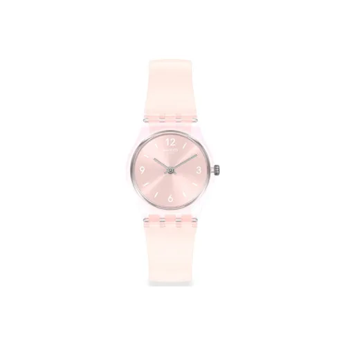 Swatch Quartz Механизм Женские часы 25 мм Золотой циферблат Пластиковый корпус Часы Силиконовый ремешок