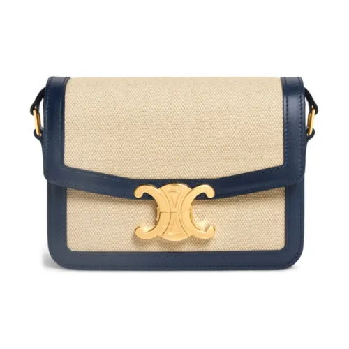 CELINE Triomphe Ткань Сумка через плечо Сумка на плечо Женская Ванильный Морской синий