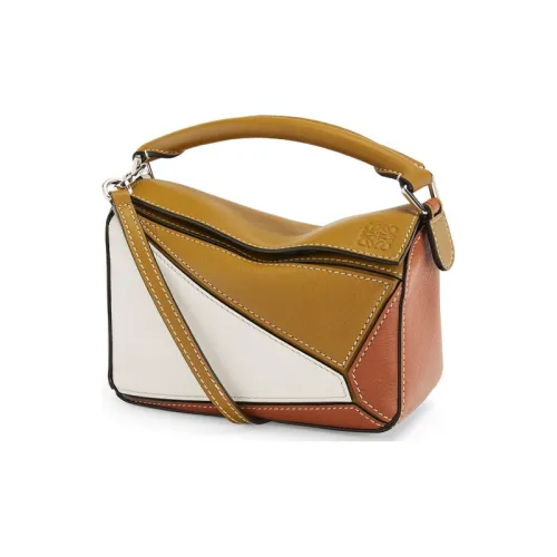 LOEWE Пазл Коровья кожа Геометрический Сумка Портативный Сумки через плечо Маленькая Сумка через плечо Женская Белая Коричневая