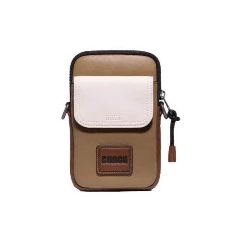 COACH Pacer Чехол для телефона из коровьей кожи сумка через плечо стандартная мужская коричневый белый многоцветный