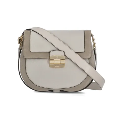 Furla Club 2 Коровья кожа Седло Сумка Плечевая сумка Маленькая Женская Экрю