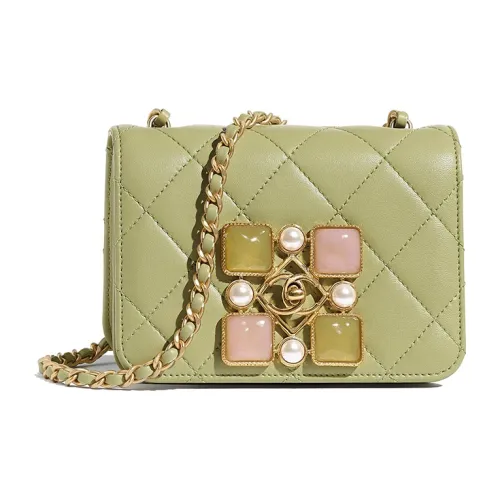 CHANEL Сумка через плечо из коровьей кожи маленькая женская зеленая