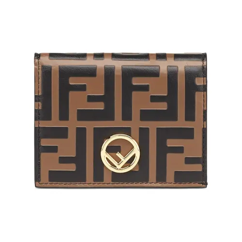 FENDI F is Fendi Телячья кожа Кошелек Держатель для карт Женский Коричневый