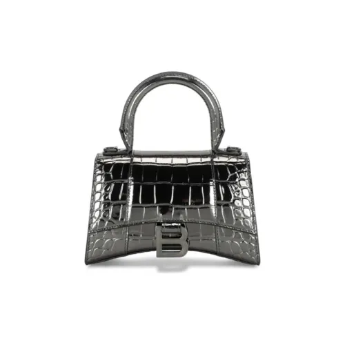Balenciaga HOURGLASS Крокодил Тисненый Телячья кожа Сумка Hourglass Сумка Сумка через плечо Сумка через плечо Женская Черная