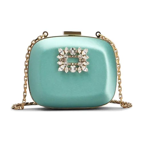 Roger Vivier Шелковый клатч мини женский зеленый