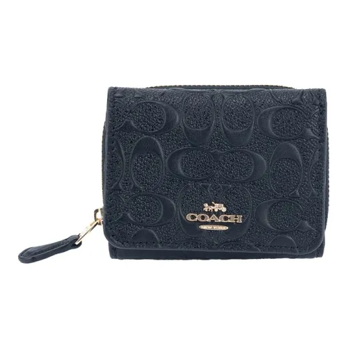 COACH Трехсекционный кошелек из коровьей кожи женский черный