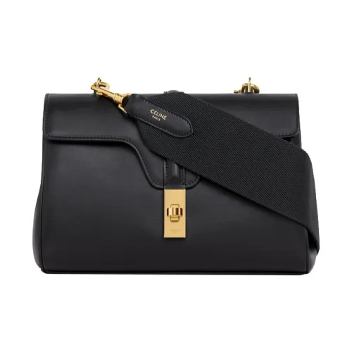 CELINE 16 Soft Коровья кожа Сумка через плечо Сумка на плечо Женская Черная