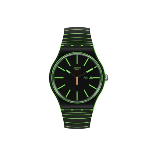 SWATCH Monthly Drops Series Кварцевый механизм Мужские часы Часы 41 мм Черный циферблат Биоматериал Чехол для часов