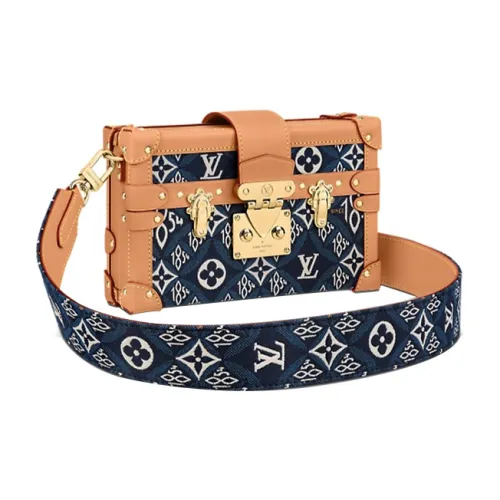 LOUIS VUITTON PETITE MALLE Сумка через плечо из ткани женская синяя