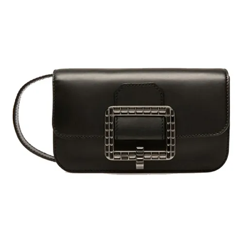 BALLY Корова Кожа Маленькая Квадратная Сумка Сумка через плечо Мини Женская Черная