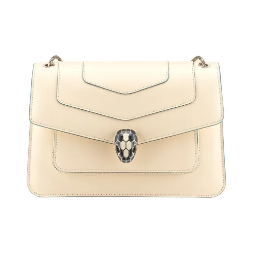 BVLGARI Serpenti Forever Сумка через плечо из телячьей кожи среднего размера женская бежевая