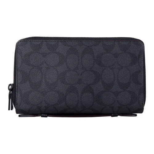 COACH PVC Доска для хранения Клатч Стандартный Мужской Угольный черный Монограмма