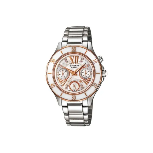 CASIO SHEEN Кварцевый механизм нержавеющая сталь ремешок женские часы золотой циферблат