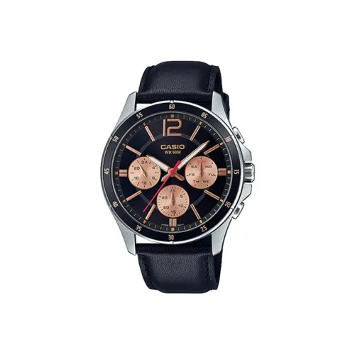 CASIO Standard Series ENTICER Collection Кварцевый механизм Кожаный ремешок Часы Мужские Черный циферблат MTP 1374L 1A2