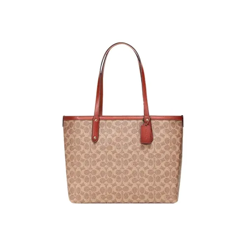 COACH Central Холст и Кожа Тоут Сумка Сумка для покупок Сумка Сумка через плечо Женская Коричневая