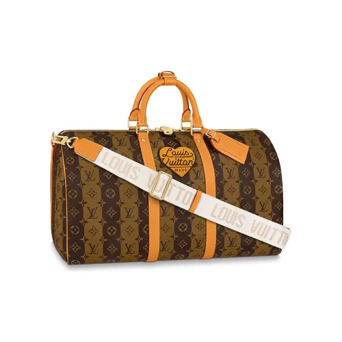 LOUIS VUITTON Nigo Collaboration Keepall Покрытый холст Дорожная сумка Сумка через плечо Сумка Унисекс Коричневый