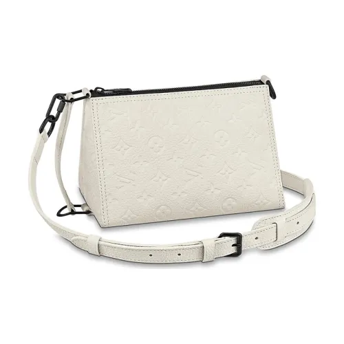 LOUIS VUITTON Taurillon Кожа Курьерская Сумка Треугольная Сумка Сумка через плечо Сумка для плеча Мужская Белая