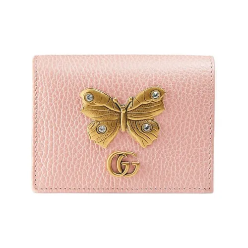 GUCCI Кошелек из телячьей кожи держатель для карт женский розовый конфетный