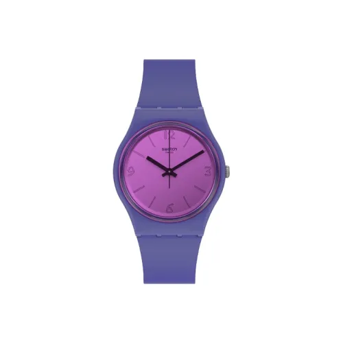 Swatch Quartz Механизм Унисекс Часы 32 мм Фиолетовый Циферблат Часы Пластиковый Корпус Часы Силиконовый Ремешок