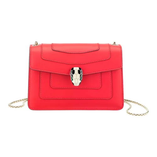 BVLGARI Serpenti Forever Телячья кожа Сумка через плечо Мини Женская Красная