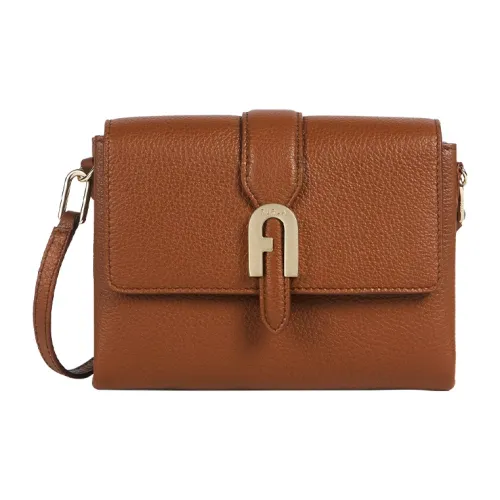 Furla Sofia Grainy Коровья кожа Курьерская сумка Сумка через плечо Мини Женская Коричневый