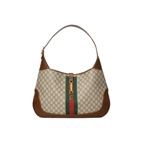 GUCCI Jackie 1961 Холст с кожей Комбинированный Лунный Сумка на плечо Сумка на плечо Унисекс Коричневый