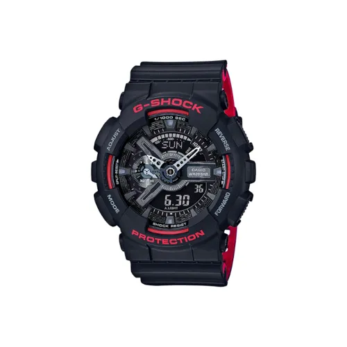 CASIO г SHOCK Collection Черный Красный Warrior Кварцевый механизм Смольный ремешок Часы Мужские Черный циферблат