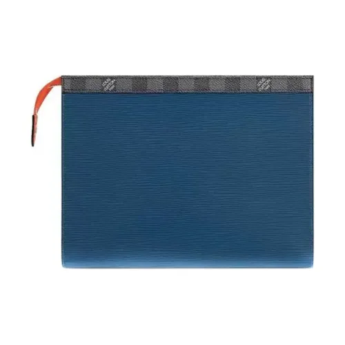 LOUIS VUITTON Pochette Voyage Коровья кожа Туалетная сумка Клатч Средний Мужской Синий