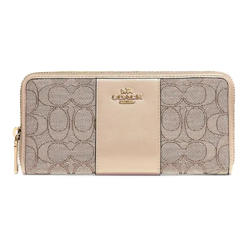 COACH Аккордеонный кошелек Жаккардовая ткань Телячья кожа Женские