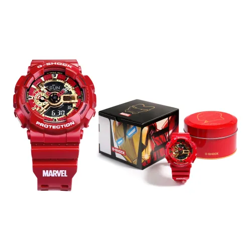 Г Shock X MARVEL IRON MAN Коробка Кварцевый механизм Смольный ремешок Часы Женские Часы с открытым механизмом