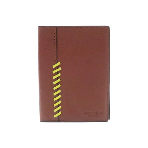 COACH Passport Case Гладкая Телячья Кожа Холдер для Паспорта Мини Мужской Коричневый
