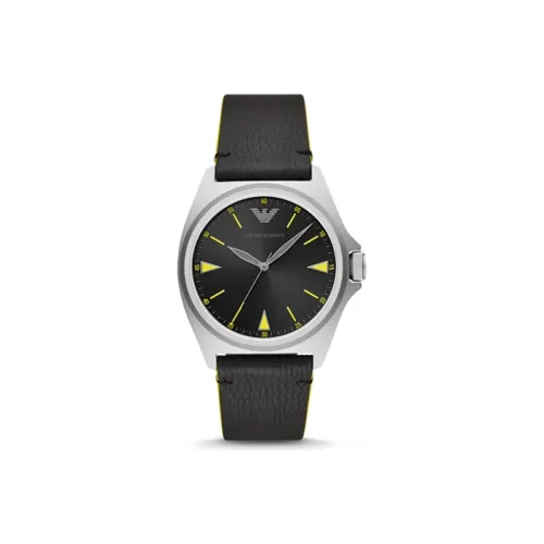 EMPORIO ARMANI Мужские часы Кварцевый механизм Естественная кожа Ремешок Черный циферблат Часы AR11330