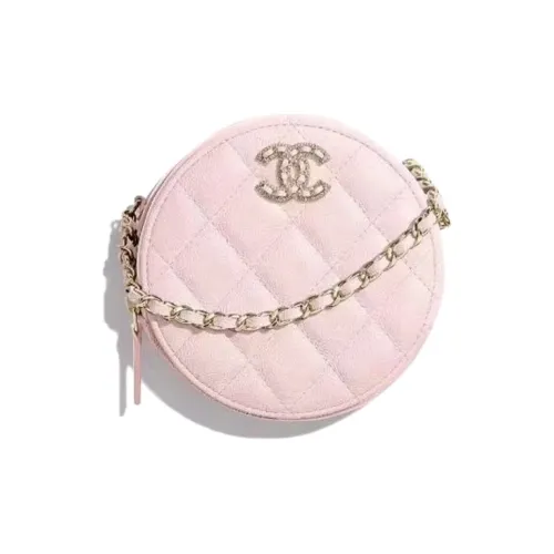 CHANEL 22SS Коровья кожа Круглая сумка Сумка через плечо Женская Светло-розовая