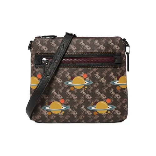 COACH Оливковая холщовая кожа через плечо большая женская коричневая