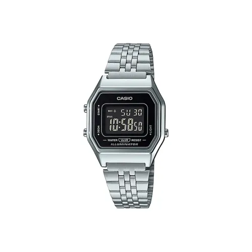 CASIO Standard Series Маленький Серебряный Часы Кварцевый Механизм Нержавеющий Стальной Ремешок Часы Унисекс Черный Циферблат