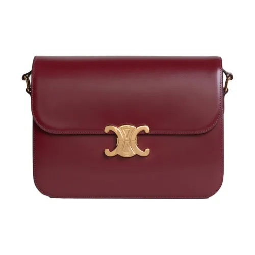 CELINE Triomphe Блестящая сумка из коровьей кожи плечо сумка через плечо сумка через плечо большая женская бордовая