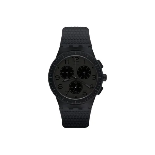 SWATCH Chrono Collection Кварцевый механизм Мужские часы Часы 42 мм Черный циферблат Пластиковый корпус Часы Силиконовый ремешок