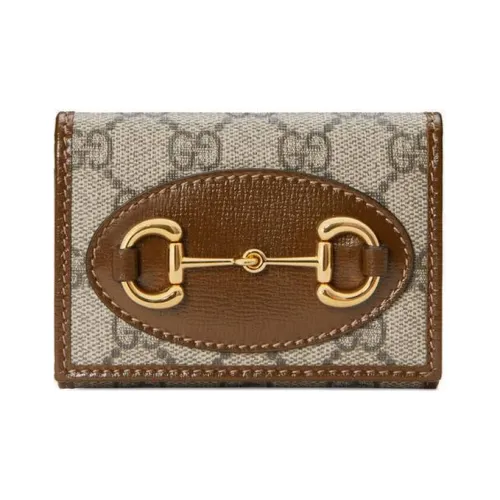 GUCCI Canvas с кожаными вставками кошелек унисекс коричневый эбеновый