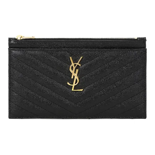 SAINT LAURENT Телячья кожа Кошелек Клатч Стандартный Женский Черный