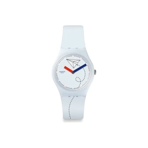 SWATCH New Series Кварцевый механизм Унисекс Часы 34 мм Синий циферблат Пластиковый корпус Часы Силиконовый ремешок