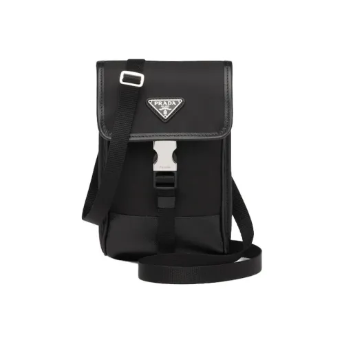 PRADA Saffiano кожа с переработанным нейлоном Camera сумка сумка через плечо чехол для телефона унисекс черный