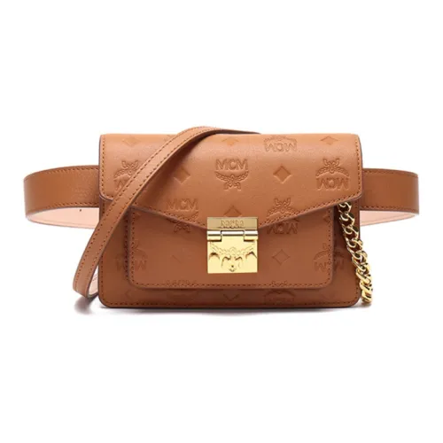 MCM Patricia Visetos Искусственная кожа Сумка через плечо Мини Женская Коньячный Коричневый