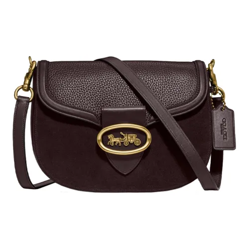 COACH Kat Кожа Седло Сумка Сумка через плечо Женская Цвет Бычья кровь